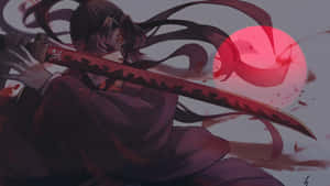 Anime Red Moon Battle Scene Wallpaper