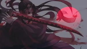 Anime Red Moon Battle Scene Wallpaper