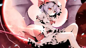 Anime Red Moon Demon Girl Wallpaper