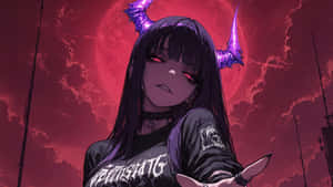 Anime Red Moon Demon Girl Wallpaper