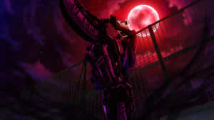 Anime Red Moon Scene Wallpaper