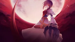 Anime Red Moon Scene Wallpaper