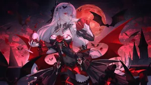 Anime Red Moon Vampire Wallpaper