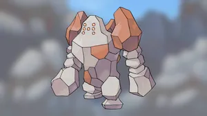 Anime Regirock With Faded Rocky Background Wallpaper