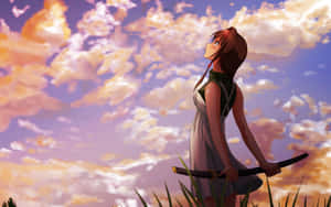 Anime_ Samurai_ Girl_ Sunset_ Backdrop.jpg Wallpaper