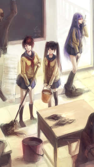 Anime School Cleaning Duty Wallpaper