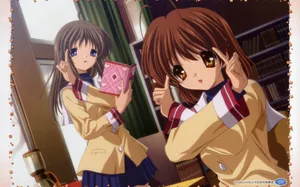 Anime Schoolgirls Library Scene Wallpaper