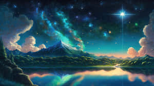 Anime Starry Night Landscape Wallpaper