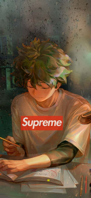 Anime Student Supreme Shirt Rainy Backdrop Wallpaper