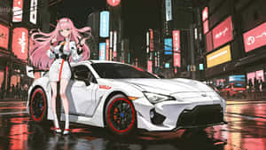 Anime Style Tokyo Driftwith Pink Haired Character Wallpaper