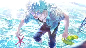 Anime Summer Beach Adventure Wallpaper