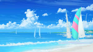 Anime Summer Beach Scene Wallpaper