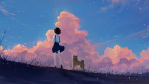 Anime Summer Evening Walk Wallpaper