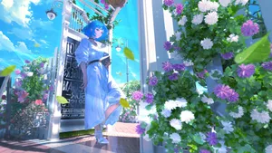 Anime Summer Garden Scene Wallpaper