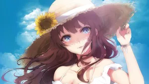 Anime Summer Girl With Sunhat Wallpaper