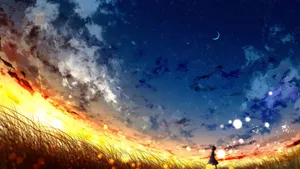 Anime Summer Night Sky Wallpaper