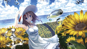 Anime Summer Sunflower Field Wallpaper