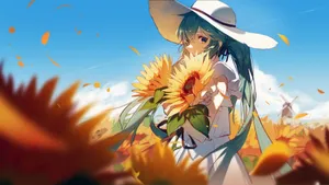 Anime Summer Sunflower Girl Wallpaper
