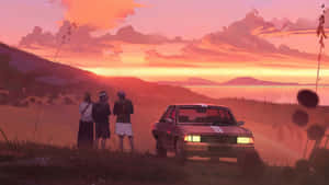Anime Summer Sunset Scene Wallpaper