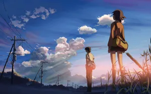 Anime Sunset Duo Watching Skies Wallpaper