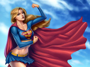 Anime Supergirl In Sky Wallpaper