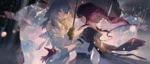 Anime Sword Duel Snowfall Wallpaper