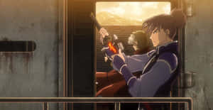 Anime Train Gunfight Scene Wallpaper