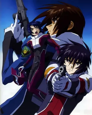 Anime Trio Action Pose Wallpaper