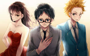 Anime Trio Elegant Attire Wallpaper