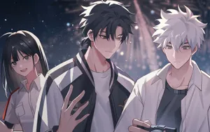 Anime Trio Nighttime Adventure Wallpaper