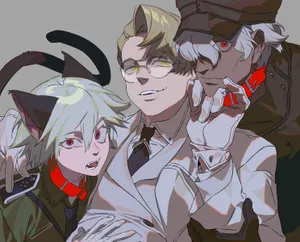 Anime Trio Stylized Portrait Wallpaper