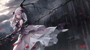 Anime Vampire Girl In Gothic Forest Wallpaper