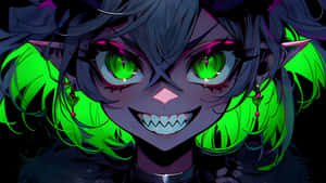 Anime Vampire With Neon Green Eyes Wallpaper