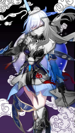 Anime Warriorin Blueand Black Armor Wallpaper