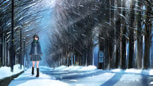 Anime Winter Forest Scene Wallpaper