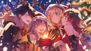 Anime Winter Holiday Celebration Wallpaper
