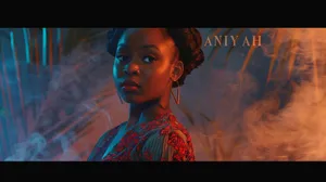 Aniyah Portraitin Blueand Red Lights Wallpaper