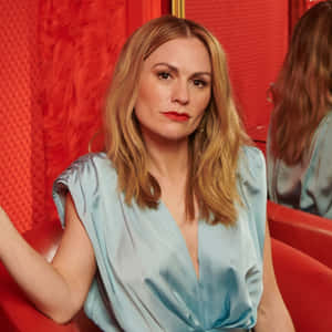 Anna Paquin Red Backdrop Wallpaper