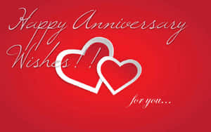 Anniversary Greetings Card With Red Hearts Wallpaper