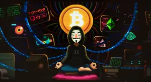 Anonymous Hacker With Bitcoin Crypto Background Wallpaper