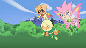 Anpanman Characters Flying Wallpaper