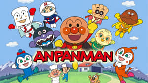 Anpanman Characters Flying Wallpaper