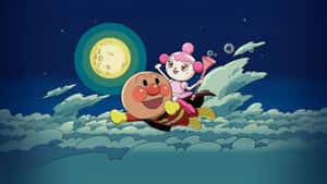 Anpanman Flying Over Clouds Wallpaper