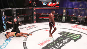 Anthony Johnson Celebrating Knockout Victory Over José Augusto At Bellator 258 Wallpaper