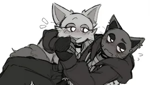 Anthropomorphic Cats Embracing Wallpaper