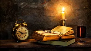 Antique Clock And Books Wallpaper