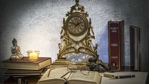 Antique Clock And Vintage Books Wallpaper
