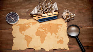 Antique Nautical Exploration Set Wallpaper