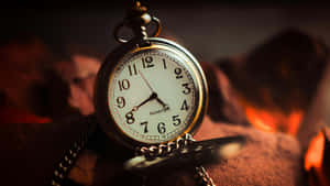 Antique Pocket Watch Glowing Embers Wallpaper