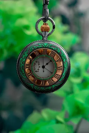 Antique Pocket Watch Green Backdrop Wallpaper
